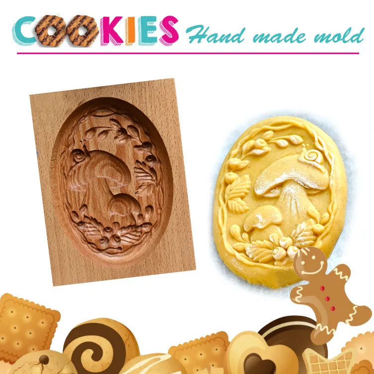 Wooden Cookie Mold Cutter DIY Gingerbread Cookie Moulds Press 3D Cake Embossing Baking Mold Rose Flower Cutter Bakery Gadgets