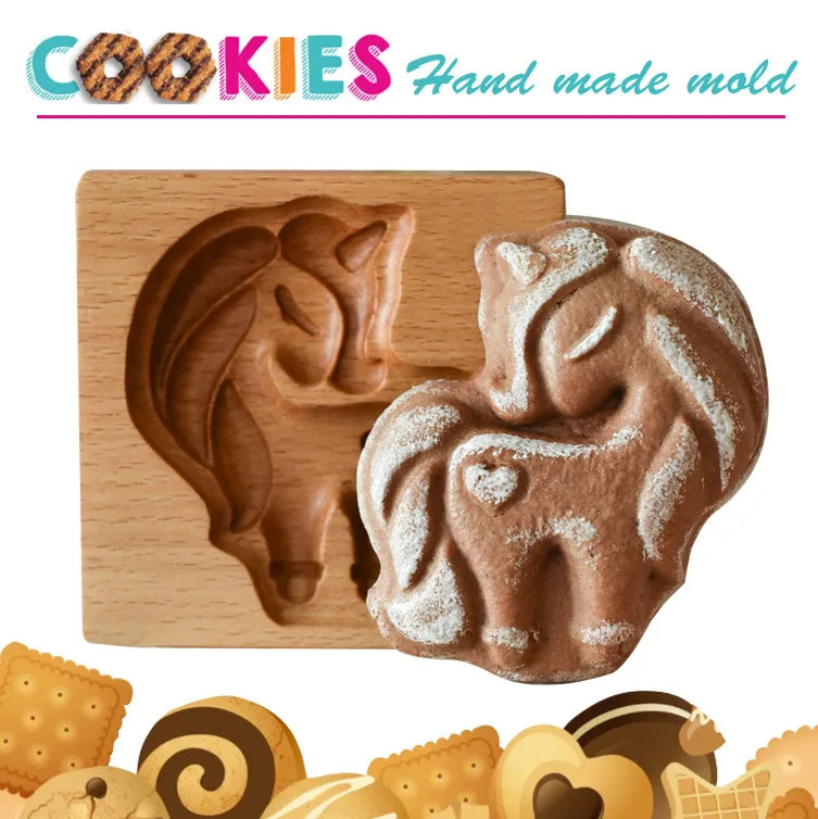 Wooden Cookie Mold Cutter DIY Gingerbread Cookie Moulds Press 3D Cake Embossing Baking Mold Rose Flower Cutter Bakery Gadgets