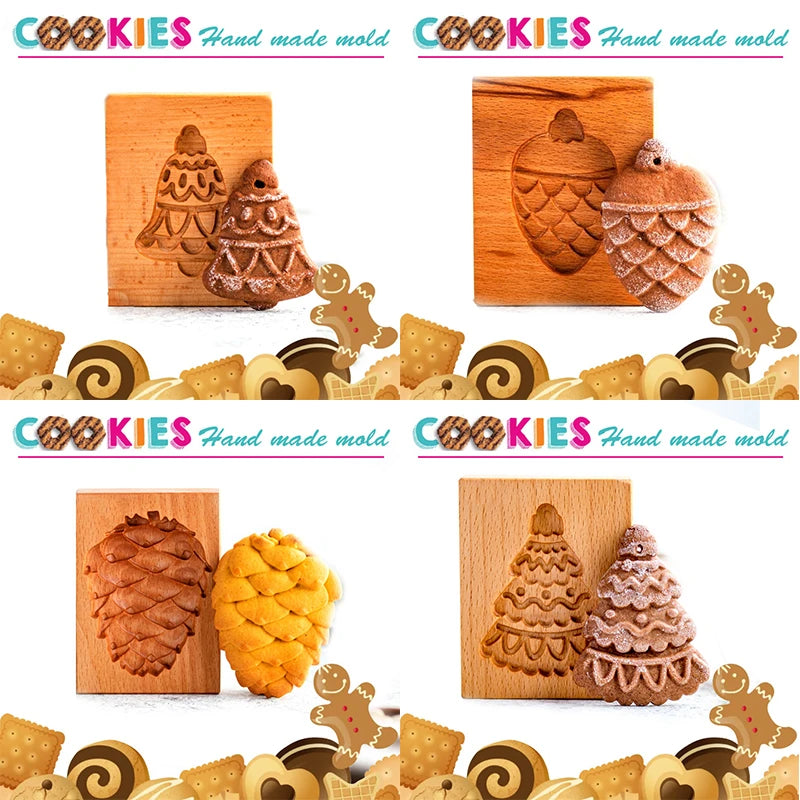 Wooden Cookie Mold Cutter DIY Gingerbread Cookie Moulds Press 3D Cake Embossing Baking Mold Rose Flower Cutter Bakery Gadgets