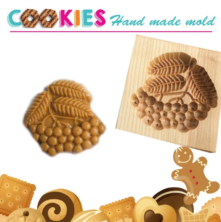 Wooden Cookie Mold Cutter DIY Gingerbread Cookie Moulds Press 3D Cake Embossing Baking Mold Rose Flower Cutter Bakery Gadgets