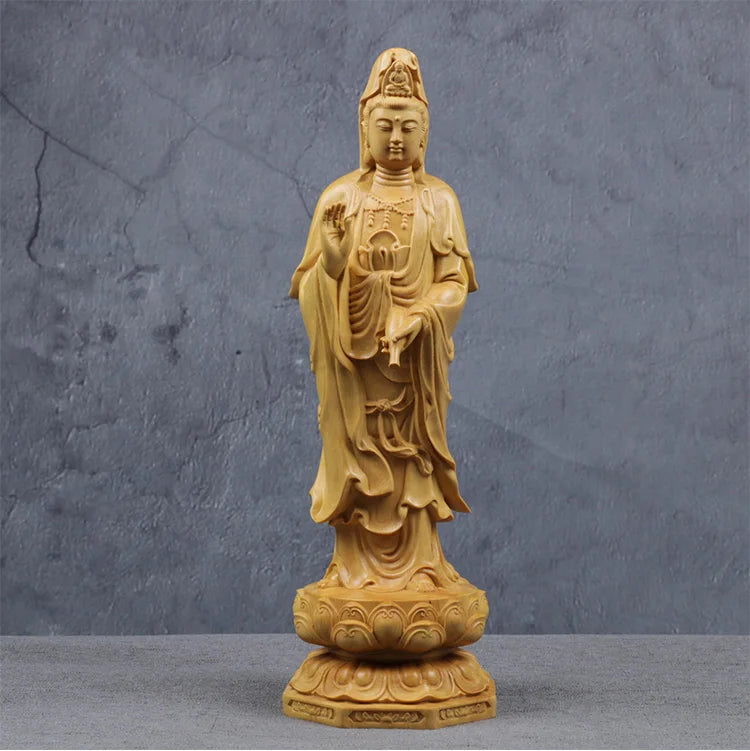 Wooden Guanyin- Ru Laifo Statue  Solid wood hand carving Chinese Buddha statue Home living room, room feng shui Statue