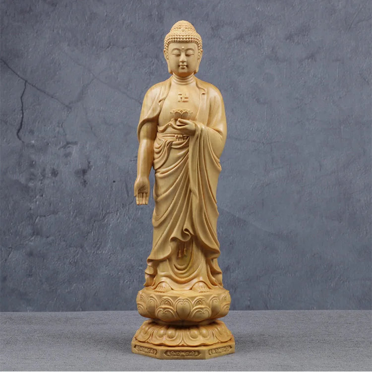 Wooden Guanyin- Ru Laifo Statue  Solid wood hand carving Chinese Buddha statue Home living room, room feng shui Statue