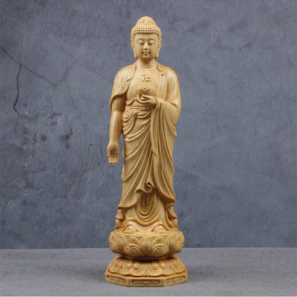 Wooden Guanyin- Ru Laifo Statue  Solid wood hand carving Chinese Buddha statue Home living room, room feng shui Statue