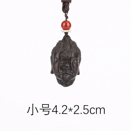 Wooden Handheld Art Depicting Dual Nature of Buddha and Demon - An Artistic Blend of Spiritual Fine Carving, Men's Crafted