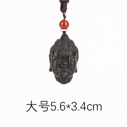 Wooden Handheld Art Depicting Dual Nature of Buddha and Demon - An Artistic Blend of Spiritual Fine Carving, Men's Crafted