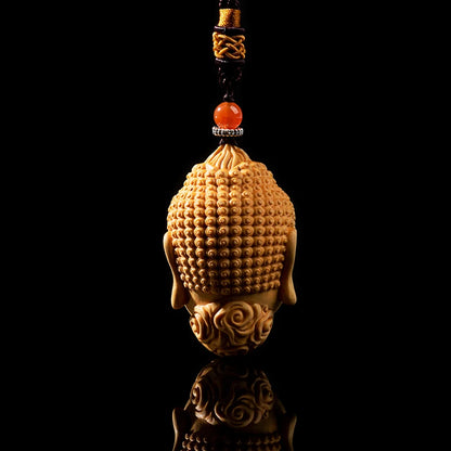Wooden Handheld Art Depicting Dual Nature of Buddha and Demon - An Artistic Blend of Spiritual Fine Carving, Men's Crafted