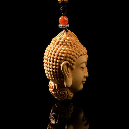 Wooden Handheld Art Depicting Dual Nature of Buddha and Demon - An Artistic Blend of Spiritual Fine Carving, Men's Crafted