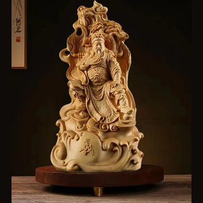 Wooden Loyalty Guan Gong Figure Statue Solid Wood Carving China Luckfalls Guan Yu Home Room, Office Decoration Art  Accessories
