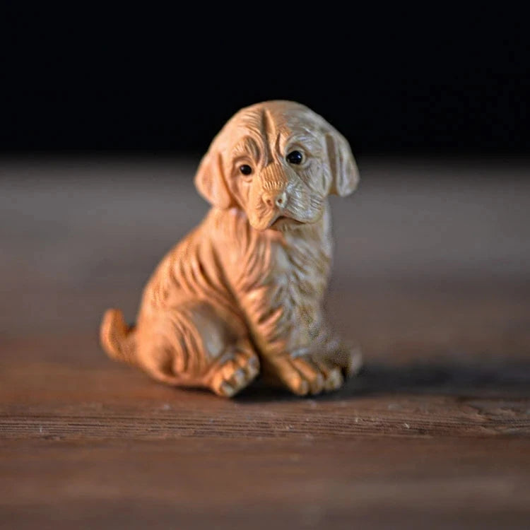 Wooden Lucky Dog Figurine, Animal Statue for Wall Decoration, Animal Head