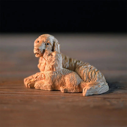 Wooden Lucky Dog Figurine, Animal Statue for Wall Decoration, Animal Head