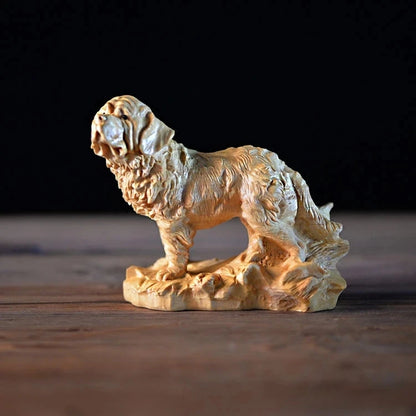 Wooden Lucky Dog Figurine, Animal Statue for Wall Decoration, Animal Head