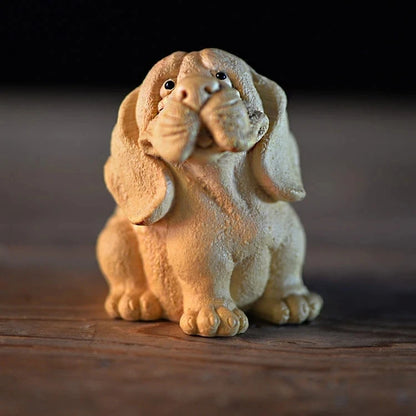 Wooden Lucky Dog Figurine, Animal Statue for Wall Decoration, Animal Head