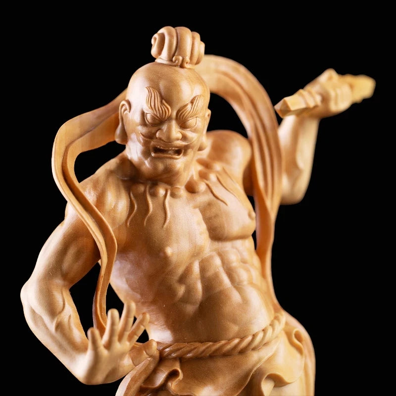 Wooden Nio Buddha God Statue, Chinese Heng Ha Two God Statue, Boxwood, Feng Shui, Home Decoration, 20 / 30CM, 2PCS