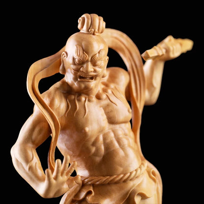 Wooden Nio Buddha God Statue, Chinese Heng Ha Two God Statue, Boxwood, Feng Shui, Home Decoration, 20 / 30CM, 2PCS