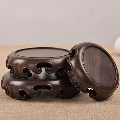 Wooden Pedestal Display Stand Ebony Wood Carving Handicraft Decorative Base for Craft Tea Set Teapot Plants Ornaments Display