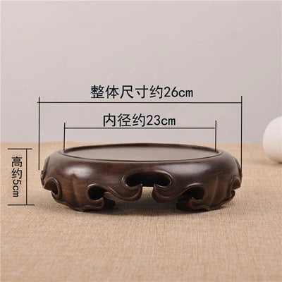 Wooden Pedestal Display Stand Ebony Wood Carving Handicraft Decorative Base for Craft Tea Set Teapot Plants Ornaments Display