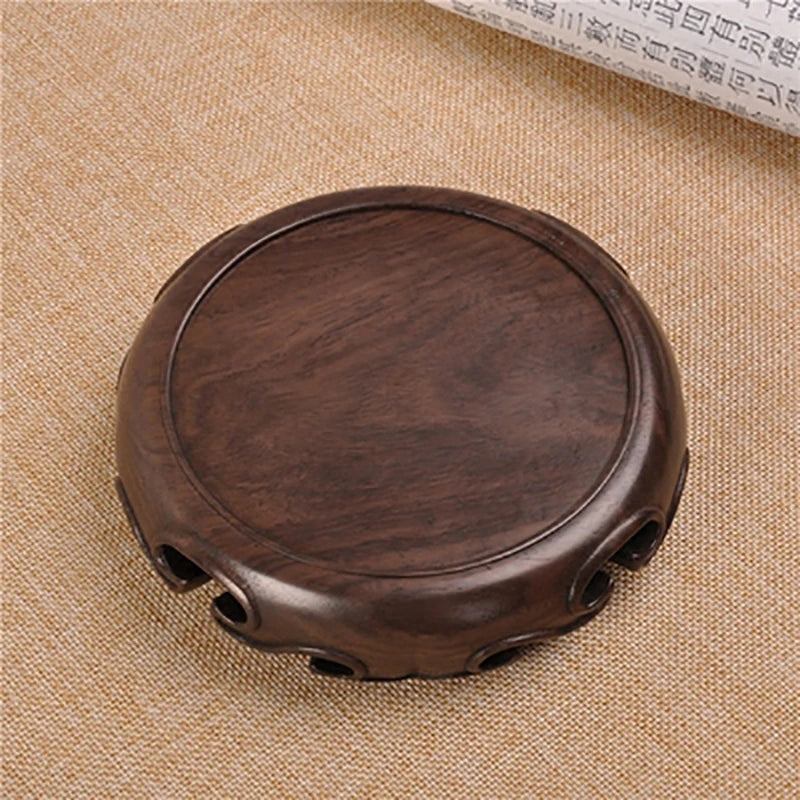 Wooden Pedestal Display Stand Ebony Wood Carving Handicraft Decorative Base for Craft Tea Set Teapot Plants Ornaments Display