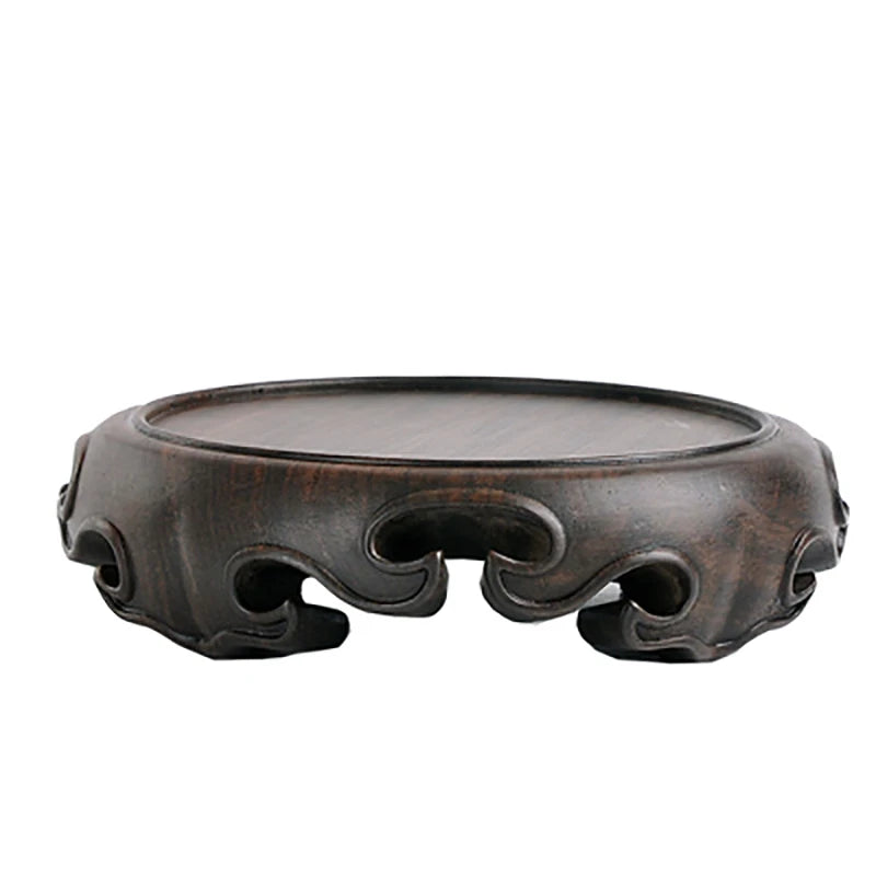 Wooden Pedestal Display Stand Ebony Wood Carving Handicraft Decorative Base for Craft Tea Set Teapot Plants Ornaments Display