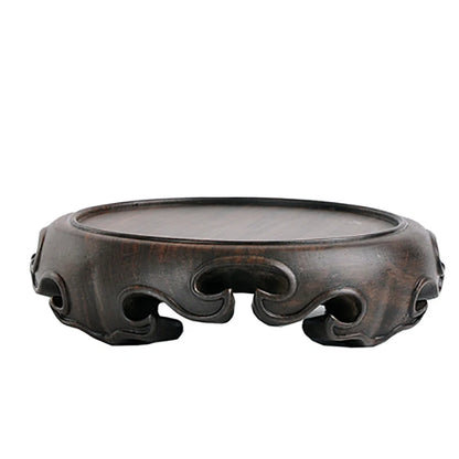 Wooden Pedestal Display Stand Ebony Wood Carving Handicraft Decorative Base for Craft Tea Set Teapot Plants Ornaments Display