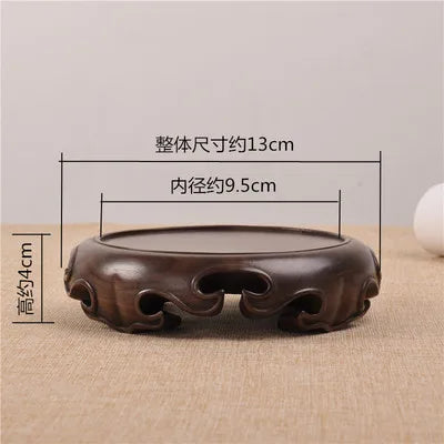 Wooden Pedestal Display Stand Ebony Wood Carving Handicraft Decorative Base for Craft Tea Set Teapot Plants Ornaments Display