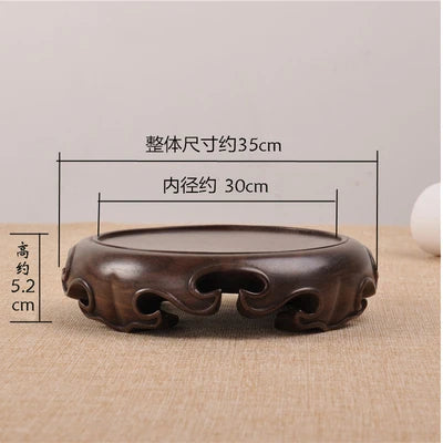 Wooden Pedestal Display Stand Ebony Wood Carving Handicraft Decorative Base for Craft Tea Set Teapot Plants Ornaments Display