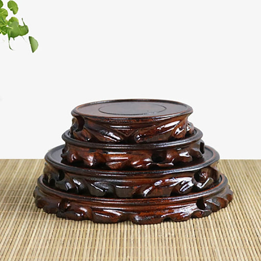 Wooden Pedestal Display Stand Solid Wood Carving Handicraft Decorative Base for Bonsai statues Tea Set Teapot Ornaments Display