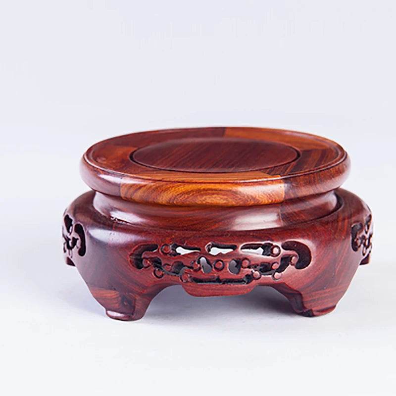 Wooden Pedestal Display Stand Solid Wood Carving Handicraft Decorative Base for Craft Tea Set Teapot Plants Ornaments Display