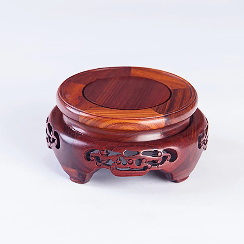 Wooden Pedestal Display Stand Solid Wood Carving Handicraft Decorative Base for Craft Tea Set Teapot Plants Ornaments Display
