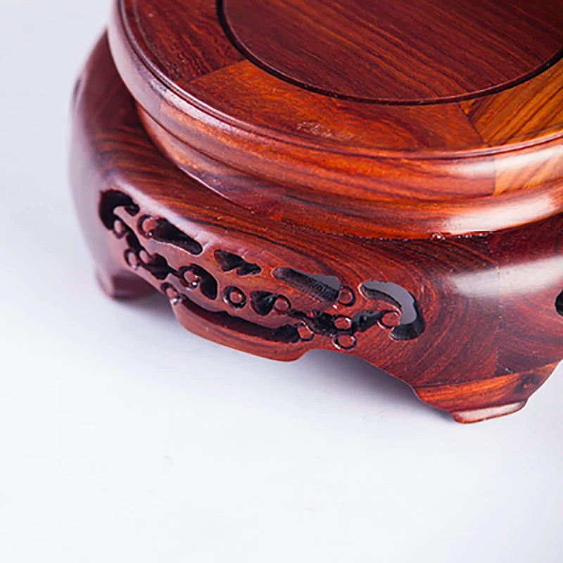 Wooden Pedestal Display Stand Solid Wood Carving Handicraft Decorative Base for Craft Tea Set Teapot Plants Ornaments Display