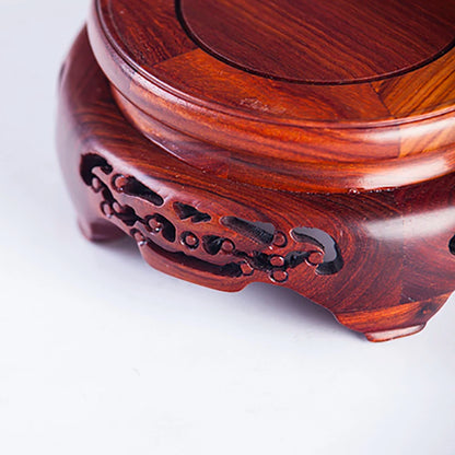 Wooden Pedestal Display Stand Solid Wood Carving Handicraft Decorative Base for Craft Tea Set Teapot Plants Ornaments Display