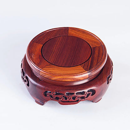 Wooden Pedestal Display Stand Solid Wood Carving Handicraft Decorative Base for Craft Tea Set Teapot Plants Ornaments Display