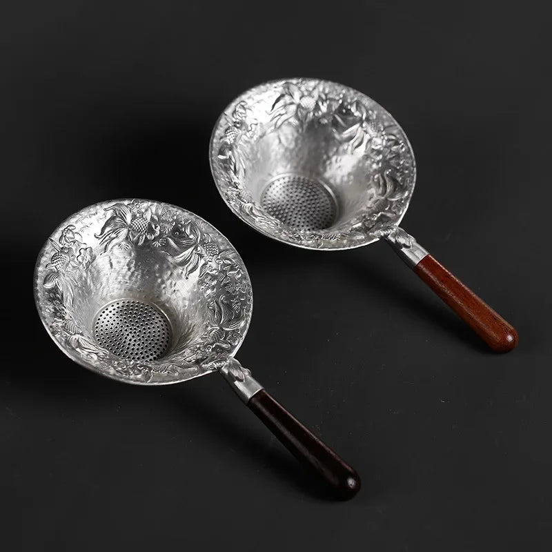 Wooden Pure Tin Tea Leak Tea Strainer Creative Filter Stainless Steel Set Accessories Office Maker Infuser Infusers Teaware Bar