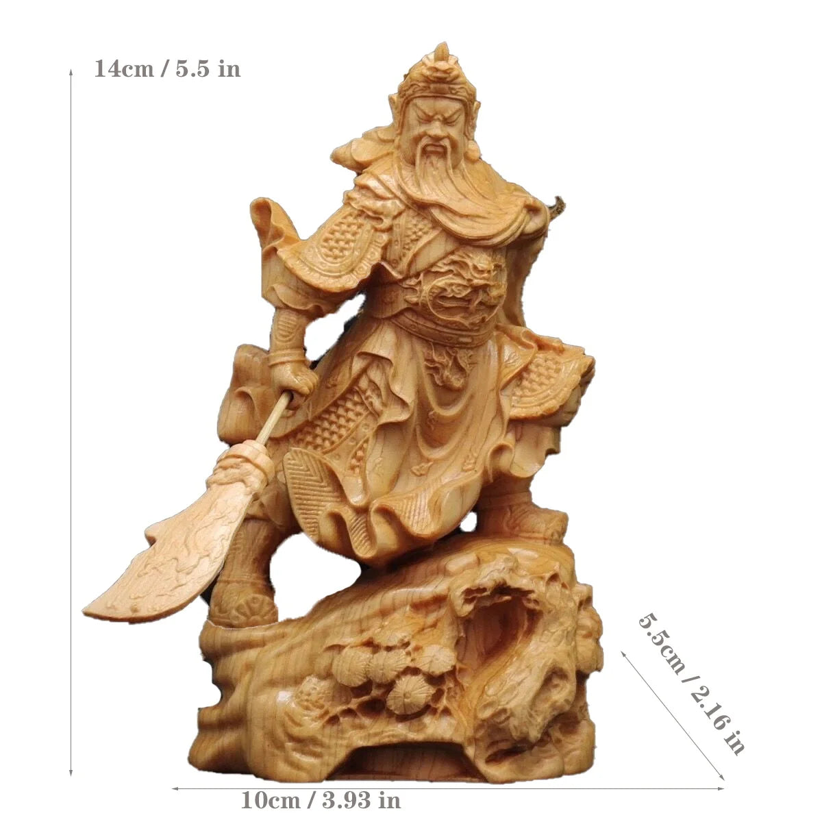 Wooden- Statue of Guan Gong, a historical figure Solid wood carving Lucky God of War Guan Yu Home living room, office art statue