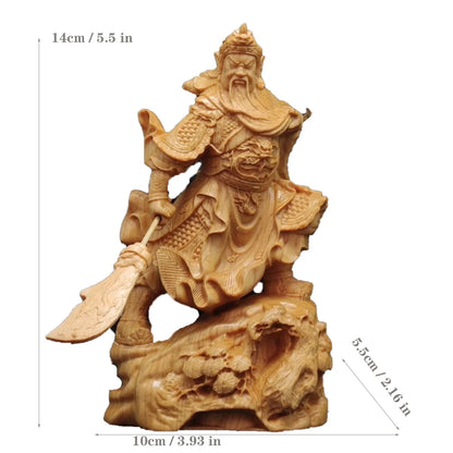 Wooden- Statue of Guan Gong, a historical figure Solid wood carving Lucky God of War Guan Yu Home living room, office art statue