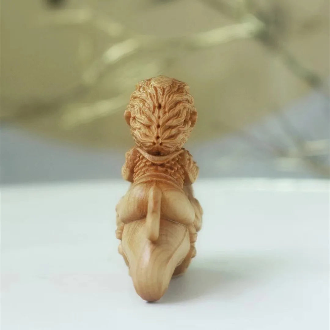 Wooden TV mythical character Monkey King small model hand carved Cute Home Desk Decorations small gift for children