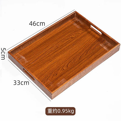 Wooden Tray Bamboo Tray Right Angle with Metal Handle Simple Natural Material Home Tea Fruit Cup Catering Service Tray