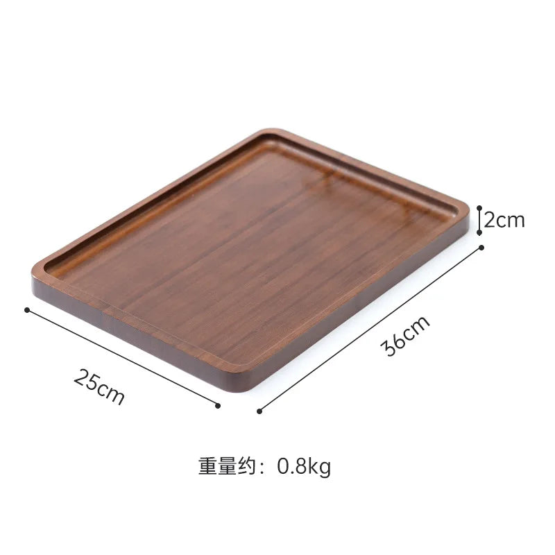 Wooden Tray Bamboo Tray Right Angle with Metal Handle Simple Natural Material Home Tea Fruit Cup Catering Service Tray