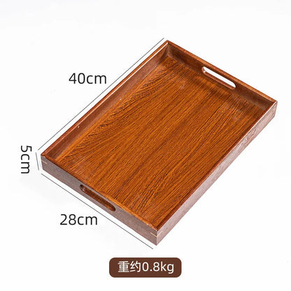 Wooden Tray Bamboo Tray Right Angle with Metal Handle Simple Natural Material Home Tea Fruit Cup Catering Service Tray