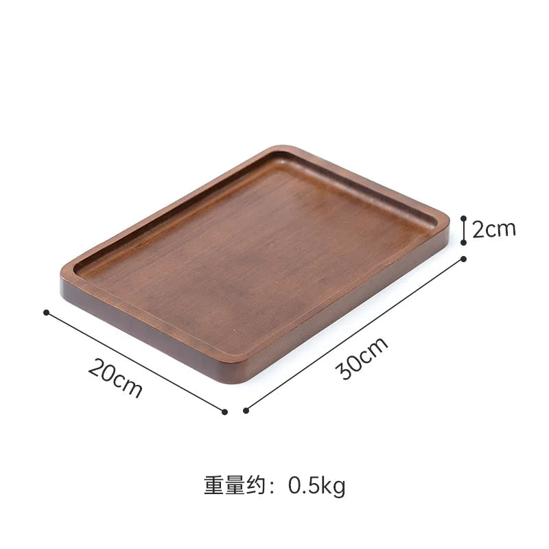 Wooden Tray Bamboo Tray Right Angle with Metal Handle Simple Natural Material Home Tea Fruit Cup Catering Service Tray