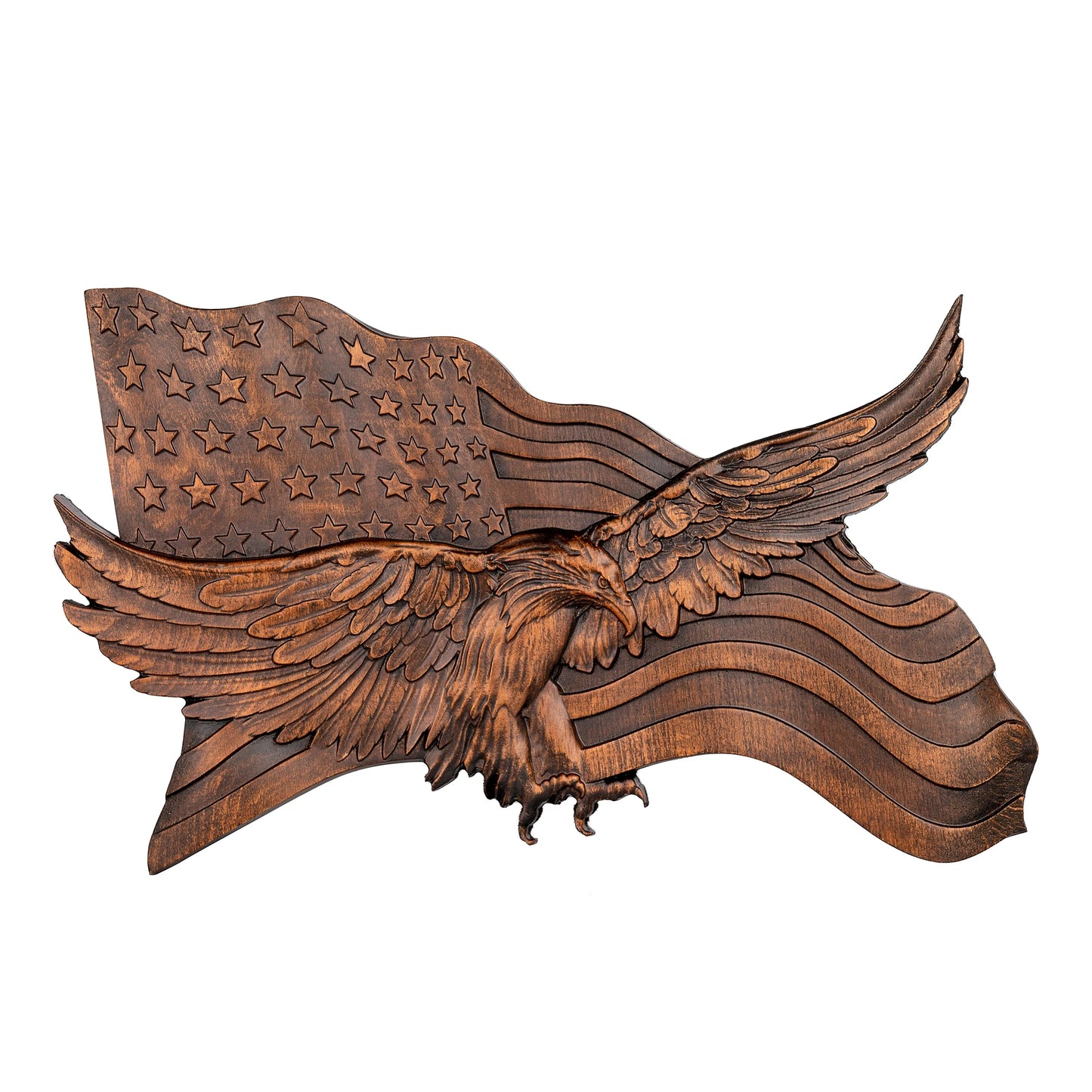 Wooden american flag with eagle wooden sign condor flag wood carving wall decoration 3d carving american flag and condor