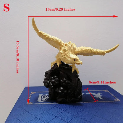 Wooden carved eagle wing-spreading statue Solid wood carving Domineering Home, Office decorative artwork Animal statue