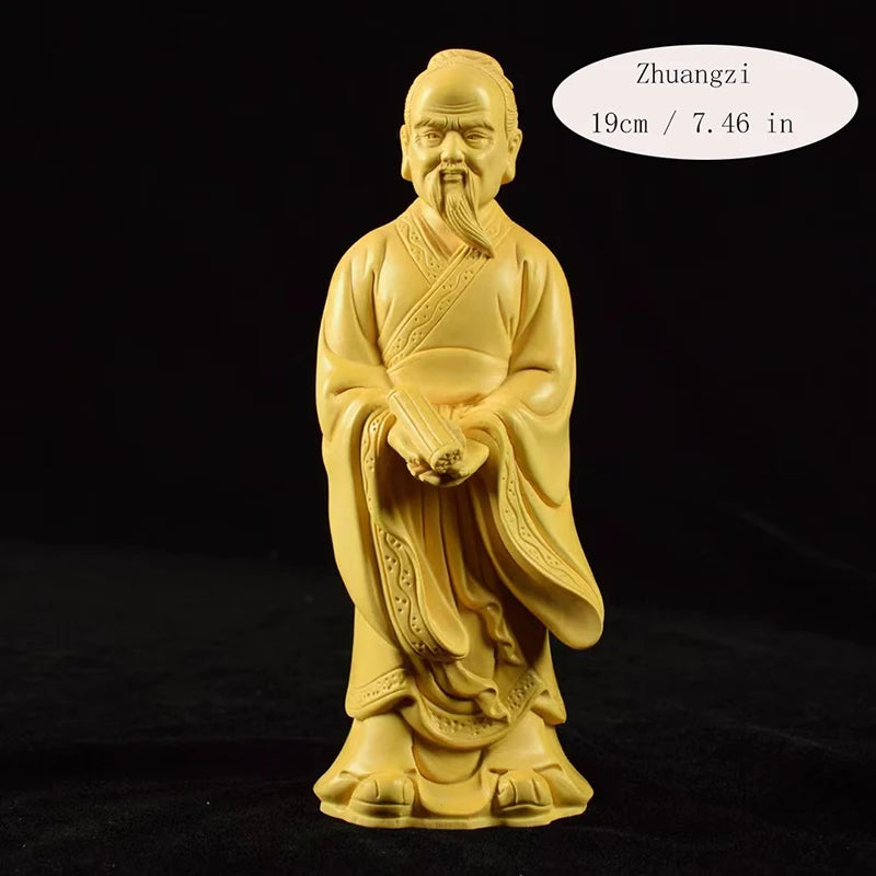 Wooden carving  Lao Zi Ancient figure statue Solid wood hand carving Memorial statues of thinkers, philosophers, and literati