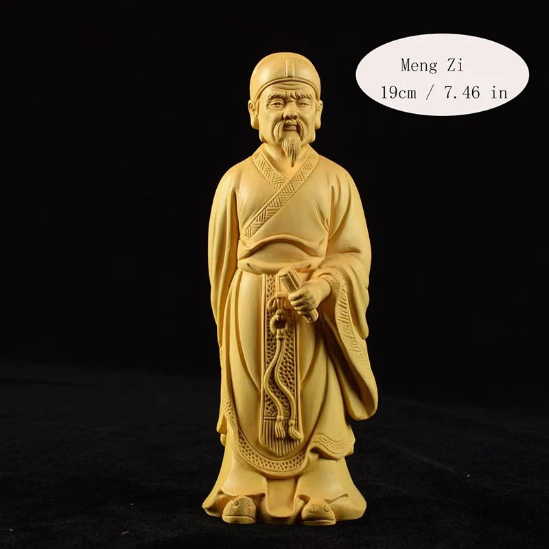 Wooden carving  Lao Zi Ancient figure statue Solid wood hand carving Memorial statues of thinkers, philosophers, and literati