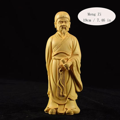 Wooden carving  Lao Zi Ancient figure statue Solid wood hand carving Memorial statues of thinkers, philosophers, and literati