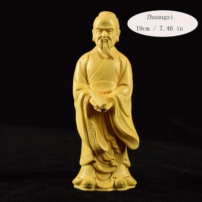 Wooden carving  Lao Zi Ancient figure statue Solid wood hand carving Memorial statues of thinkers, philosophers, and literati