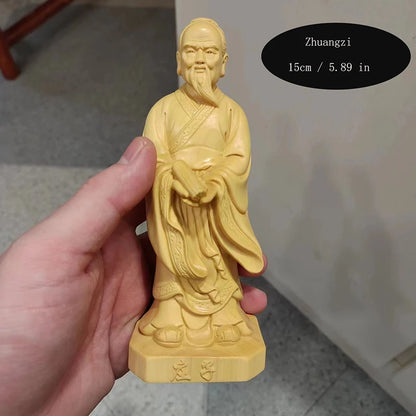 Wooden carving  Lao Zi Ancient figure statue Solid wood hand carving Memorial statues of thinkers, philosophers, and literati