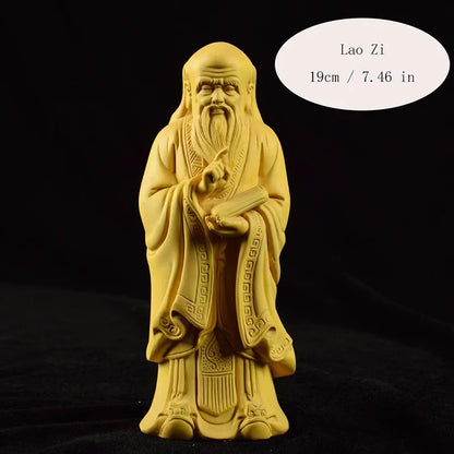 Wooden carving  Lao Zi Ancient figure statue Solid wood hand carving Memorial statues of thinkers, philosophers, and literati