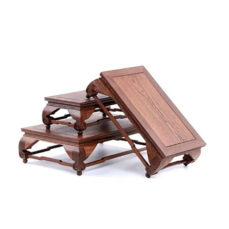Wooden carving crafts,  wooden decorations, solid wood brackets, rectangular strange stone flower pots, Buddha statue bases