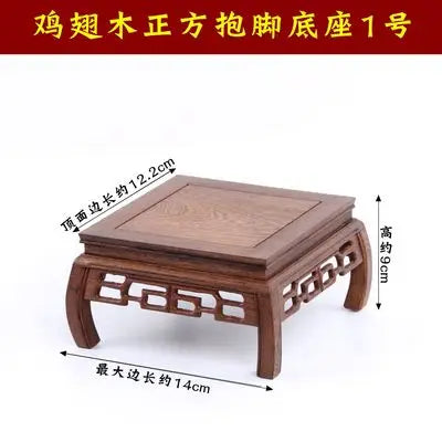 Wooden carving crafts,  wooden decorations, solid wood brackets, rectangular strange stone flower pots, Buddha statue bases