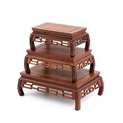 Wooden carving crafts,  wooden decorations, solid wood brackets, rectangular strange stone flower pots, Buddha statue bases